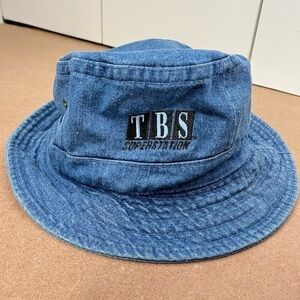 Vintage 1990’s Denim TBS Bucket Hat Turner Broadcasting TV Station Warner Bros